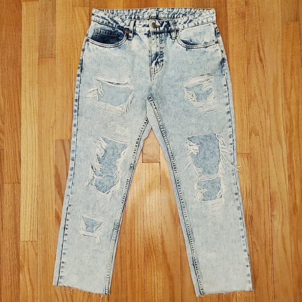Aeropostale Jeans Womens Size 4 Acid Wash Boyfriend 90s Baggy Retro Distressed